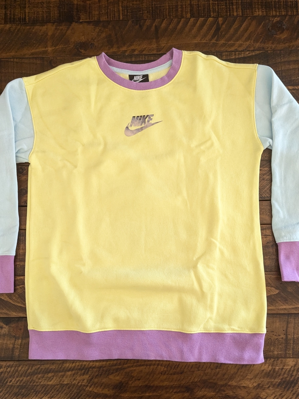 Nike Pastel Crew Neck Sweatshirt Oversized Girls Large Colorblock Swoosh